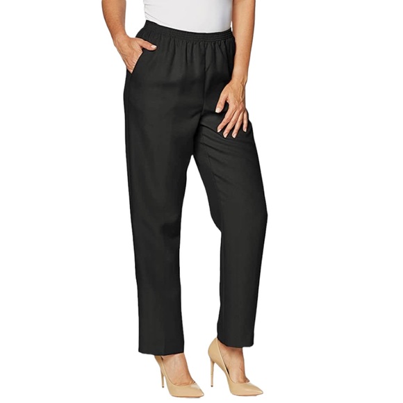Women’s Alfred Dunner Short Length Elastic Waist Pants Black Size 18 - Picture 1 of 8